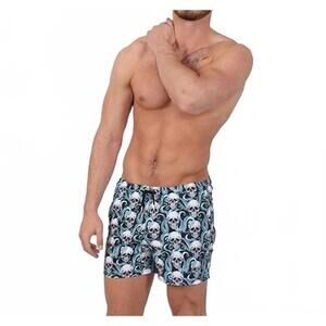 NEW EIGHT X kraken skulls print swim trunks in black